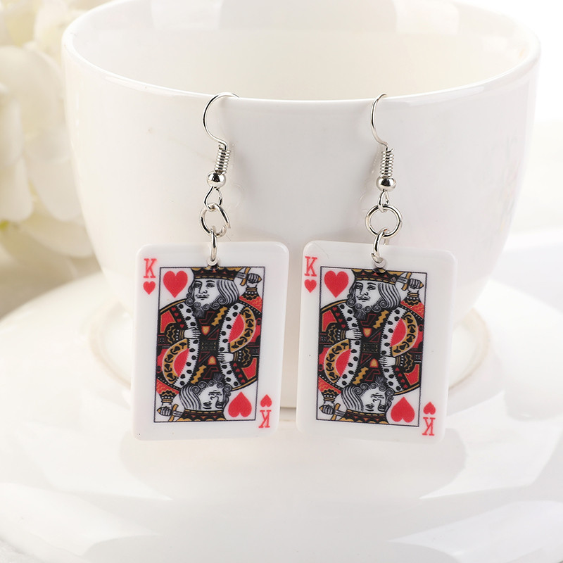 1 pereche de cercei de poker cu cărți de joc Charms Fashion Leisure Casino Games Style Jewelry