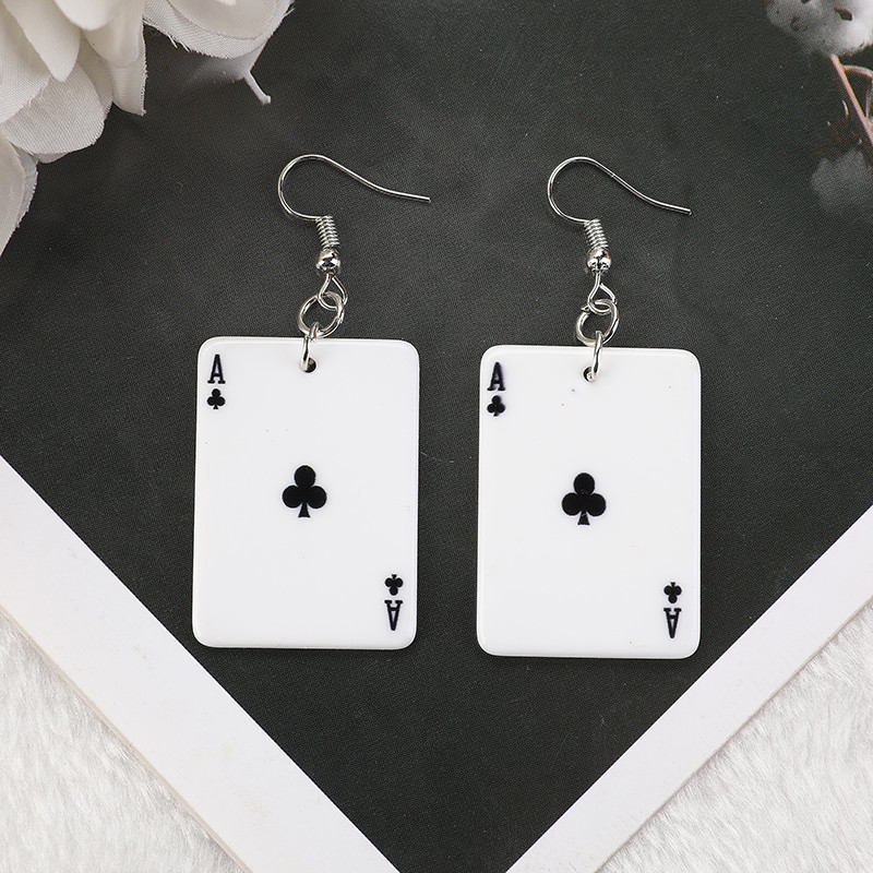 1 pereche de cercei de poker cu cărți de joc Charms Fashion Leisure Casino Games Style Jewelry