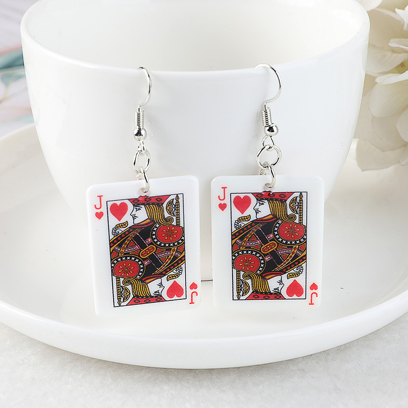 1 pereche de cercei de poker cu cărți de joc Charms Fashion Leisure Casino Games Style Jewelry