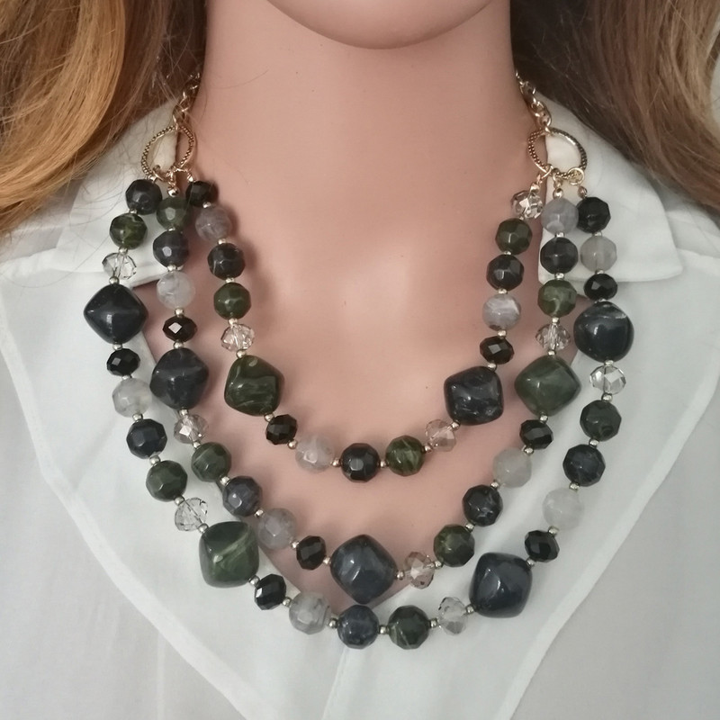 Modni akrilni nakit Ženski retro velike staklene perle od smole i kamena Ručno izrađena ogrlica Set naušnica za Femme Božićni dar