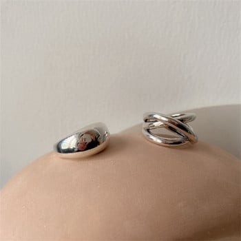 VENTFILLE 925 ασήμι ακανόνιστο σταγόνες νερού σταυρός δαχτυλίδι Γυναικείο απλό ρετρό χειροποίητο κόσμημα