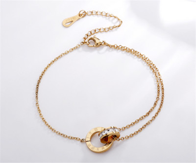 316L rozsdamentes acél római berakásos kristály Lucky nyaklánc fülbevaló karkötő készlet dupla gyűrűs berakásos cirkon ékszer szett