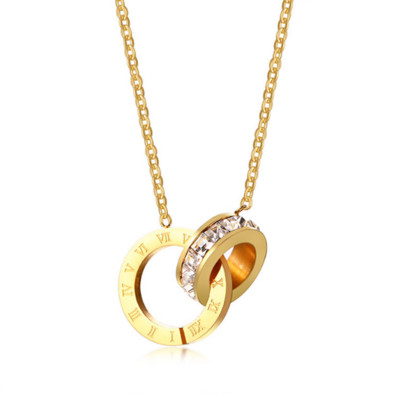 316L rozsdamentes acél római berakásos kristály Lucky nyaklánc fülbevaló karkötő készlet dupla gyűrűs berakásos cirkon ékszer szett