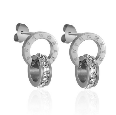 316L rozsdamentes acél római berakásos kristály Lucky nyaklánc fülbevaló karkötő készlet dupla gyűrűs berakásos cirkon ékszer szett