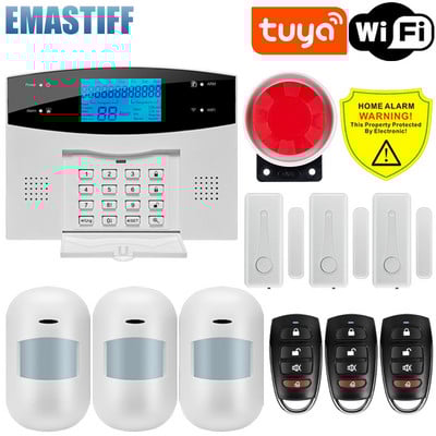 Bezvadu WIFI GSM mājas drošības signalizācijas sistēma lietojumprogrammai Tuya Smart Life ar kustības sensora detektoru, kas ir saderīga ar Alexa un Google