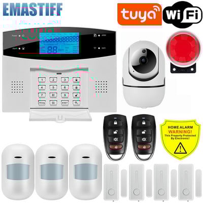 Bezvadu WIFI GSM mājas drošības signalizācijas sistēma lietojumprogrammai Tuya Smart Life ar kustības sensora detektoru, kas ir saderīga ar Alexa un Google