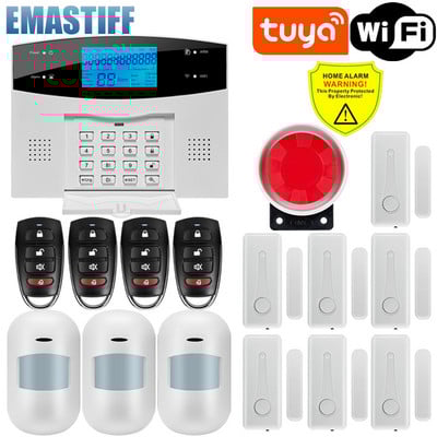 Bezvadu WIFI GSM mājas drošības signalizācijas sistēma lietojumprogrammai Tuya Smart Life ar kustības sensora detektoru, kas ir saderīga ar Alexa un Google