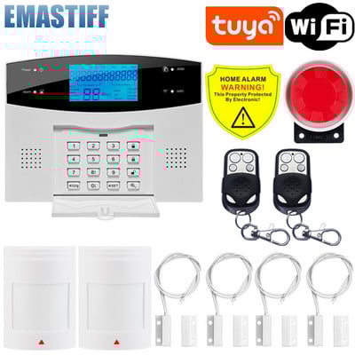 Bezvadu WIFI GSM mājas drošības signalizācijas sistēma lietojumprogrammai Tuya Smart Life ar kustības sensora detektoru, kas ir saderīga ar Alexa un Google
