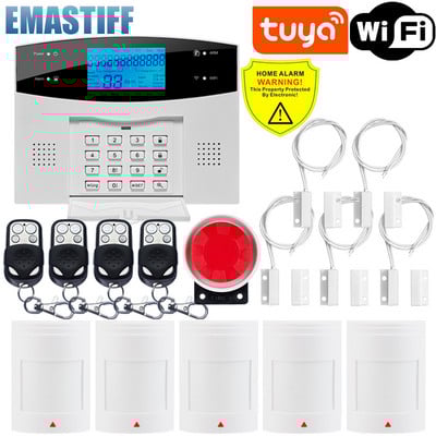 Bezvadu WIFI GSM mājas drošības signalizācijas sistēma lietojumprogrammai Tuya Smart Life ar kustības sensora detektoru, kas ir saderīga ar Alexa un Google