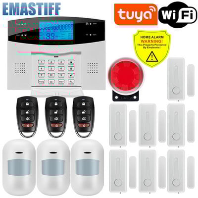 Bezvadu WIFI GSM mājas drošības signalizācijas sistēma lietojumprogrammai Tuya Smart Life ar kustības sensora detektoru, kas ir saderīga ar Alexa un Google