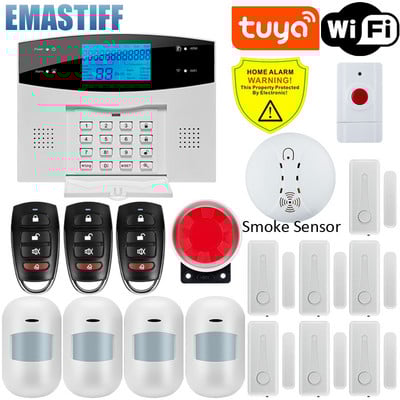 Bezvadu WIFI GSM mājas drošības signalizācijas sistēma lietojumprogrammai Tuya Smart Life ar kustības sensora detektoru, kas ir saderīga ar Alexa un Google