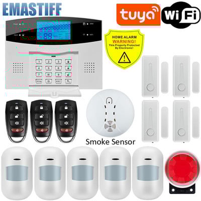 Bezvadu WIFI GSM mājas drošības signalizācijas sistēma lietojumprogrammai Tuya Smart Life ar kustības sensora detektoru, kas ir saderīga ar Alexa un Google