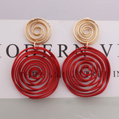 Velike okrugle padajuće naušnice Crveno Zelena Žuta Spiralne naušnice od žice Geometrijski metalni labirint Pretjerani nakit za svatove Pendientes