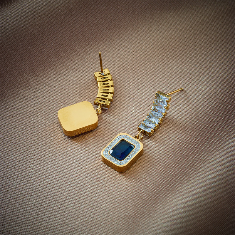 DIEYURO 316L nehrđajući čelik kvadratni plavi cirkon šarm ogrlica naušnice za žene novi luksuzni set nakita za djevojke rođendanski darovi