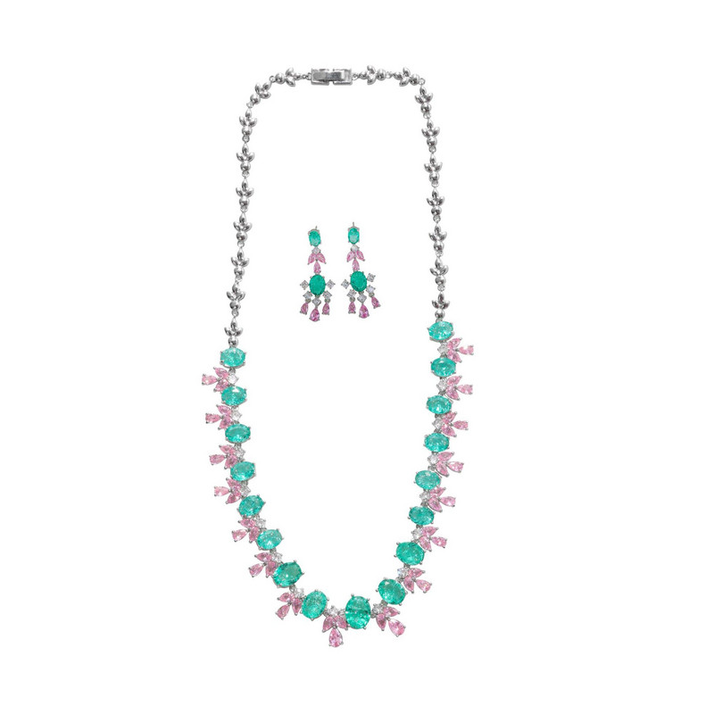 2022 Napredni zeleni CZ luksuzni afrički za vjenčanje, cirkonski kristalni Dubai poklon set nakita za mladence