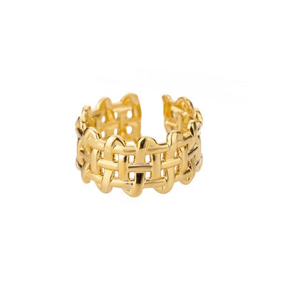 Inele largi geometrice de epocă pentru femei, deschidere din oțel inoxidabil, inele de nuntă estetice de culoare aurie, bijuterii Bague Femme