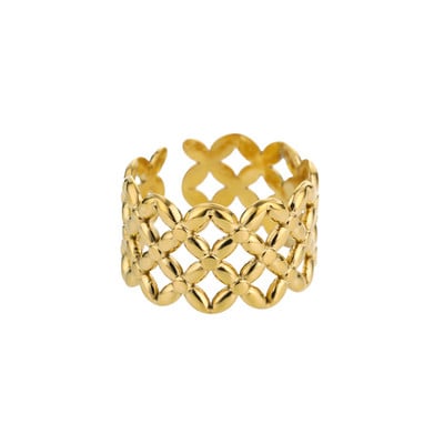 Inele largi geometrice de epocă pentru femei, deschidere din oțel inoxidabil, inele de nuntă estetice de culoare aurie, bijuterii Bague Femme