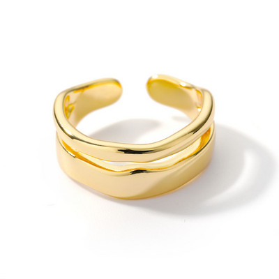 Inele largi geometrice de epocă pentru femei, deschidere din oțel inoxidabil, inele de nuntă estetice de culoare aurie, bijuterii Bague Femme