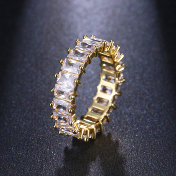 LXOEN Ασημί Χρώμα Τετράγωνα Δαχτυλίδια CZ Πλακόστρωτα Γυναικείο Δαχτυλίδι Αυστριακής Ζιργκόν για Δαχτυλίδι αρραβώνων Δώρο κοσμήματος
