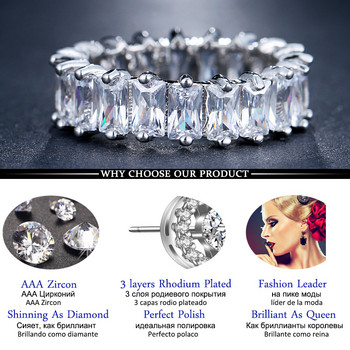 LXOEN Сребърен цветен квадрат CZ пръстени с павирани австрийски циркони Моден дамски пръстен за парти Годежен пръстен Бижута Подарък