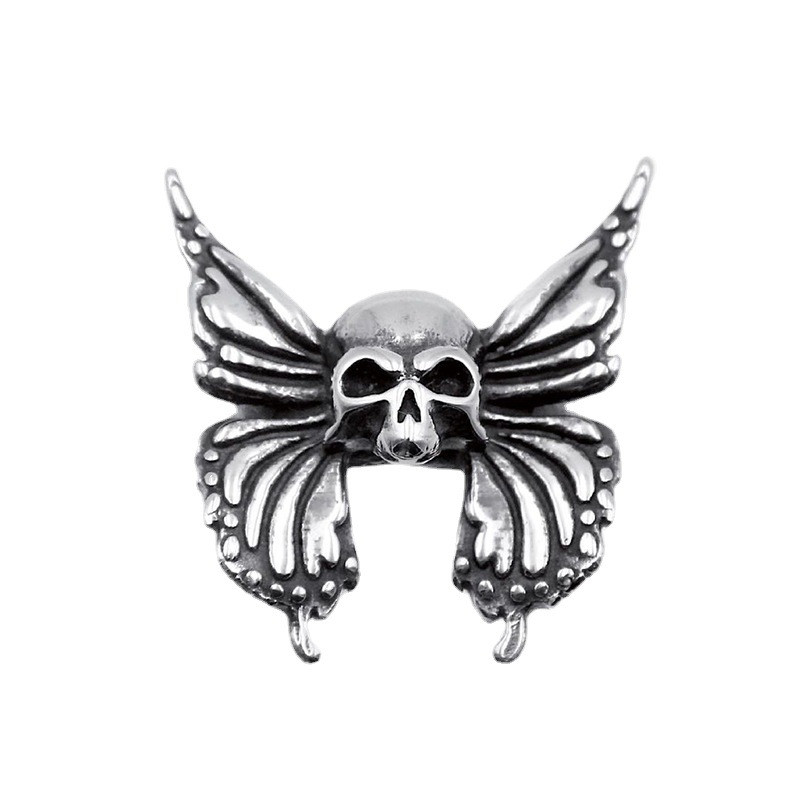 Crni prsten s lubanjom Bakreni hladni otvoreni podesivi prsten Noć vještica Gotički muški i ženski prsten s malim repom za sve