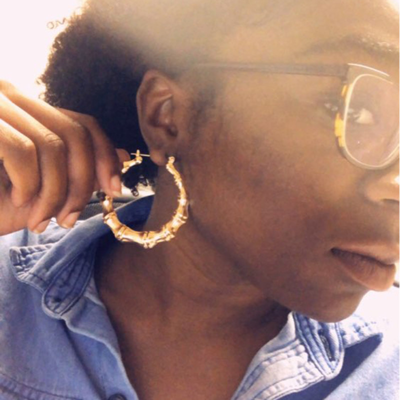 SoHot Divatos bambusz karikás fülbevaló női arany ezüst színű színű klasszikus ékszer