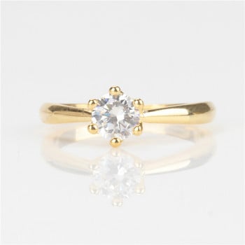 CC Прости пръстени за жени със сребърно покритие от кубичен цирконий с кръгли камъни Класически бижута Булчински сватбени годежи Anillos CC1456