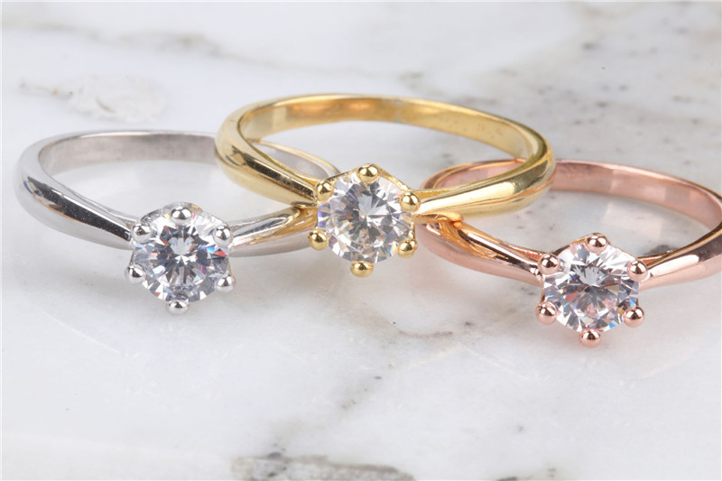 CC Jednostavni prstenovi za žene Posrebreni kubni cirkonij okrugli kamen Klasični nakit Vjenčani vjenčani zaručnički Anillos CC1456