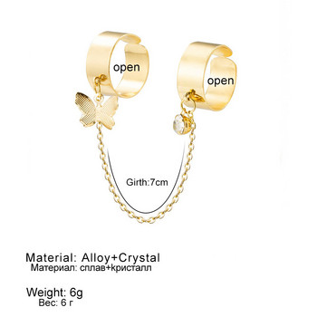 Пънк златни сребърни пръстени с пеперуди Многослойна хип-хоп верига Два отворени пръстена Комплект пръстени за жени 2021 Модни бижута Подаръци