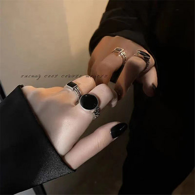 Пънк златни сребърни пръстени с пеперуди Многослойна хип-хоп верига Два отворени пръстена Комплект пръстени за жени 2021 Модни бижута Подаръци