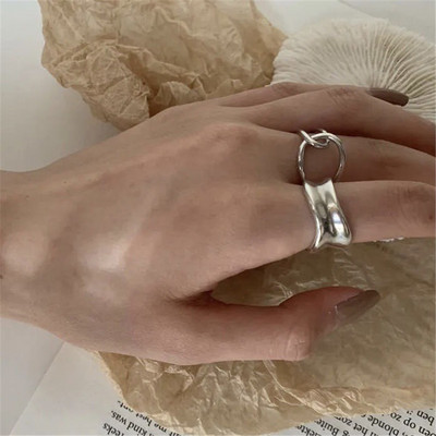 Пънк златни сребърни пръстени с пеперуди Многослойна хип-хоп верига Два отворени пръстена Комплект пръстени за жени 2021 Модни бижута Подаръци