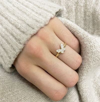 Пънк златни сребърни пръстени с пеперуди Многослойна хип-хоп верига Два отворени пръстена Комплект пръстени за жени 2021 Модни бижута Подаръци