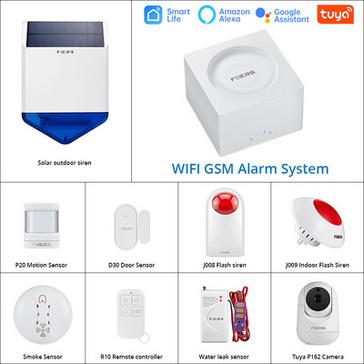 Fuers G95 Интелигентна домашна аларма WIFI GSM Комплект алармена система за сигурност с Alexa Tuya Smart APP Control Сензор за движение Аларма срещу взлом