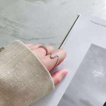 XIYANIKE Ασημί Χρώμα Creative Waves Design Δαχτυλίδι Απλό Ακανόνιστο Χειροποίητο Νυφικό Γυναικείο Μέγεθος 17mm Ρυθμιζόμενο