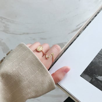 XIYANIKE Сребърен пръстен с дизайн на креативни вълни Прост неправилен ръчно изработени сватбени бижута за жени Размер 17 мм Регулируем