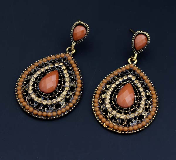 Exknl дълги етнически луксозни висящи винтидж червени бохо големи кристални обеци с капки Бохемски сини дамски сватбени обеци бижута