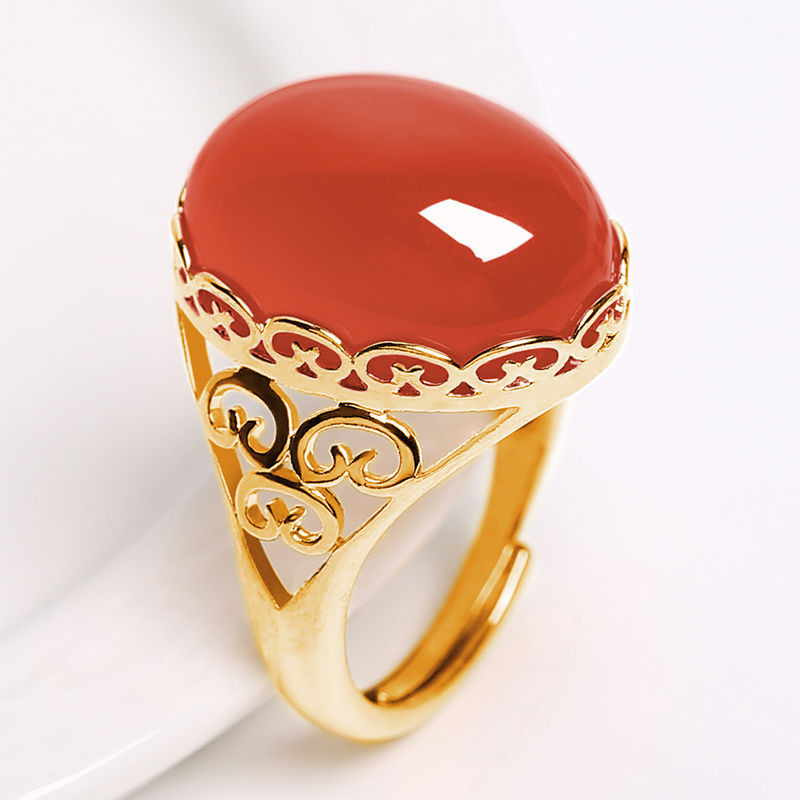 Etnički stil, smaragdna imitacija zelenog kalcedonskog prstena, temperamentni ženski prsten s otvorom, imitacija ahatne boje, ženski prsten s blagom