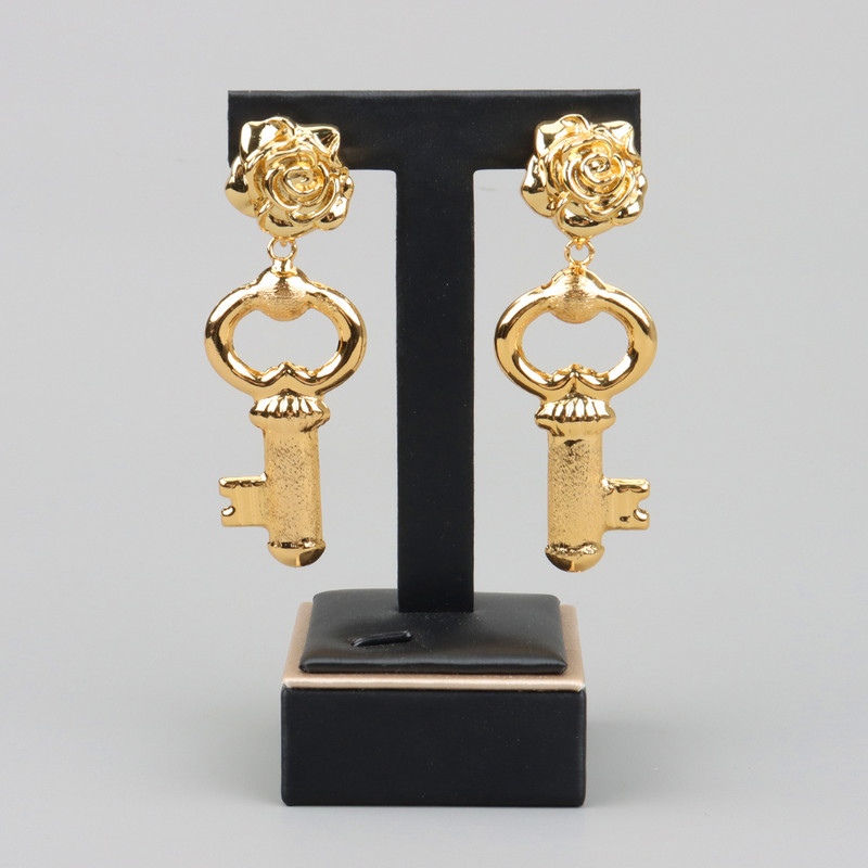 Afrikai arany színű ékszer készletek divatos kulcs kereszt medál fülbevaló nyaklánc készlet nők számára esküvői esküvő évfordulós ajándék