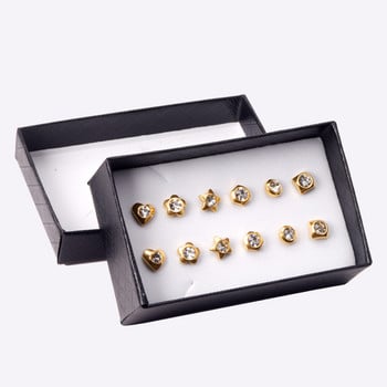 6Pairs/Box серьги 2021 тренд Pierce Обеци от неръждаема стомана за жени Stud Earring brincos aretes Коледен подарък на едро