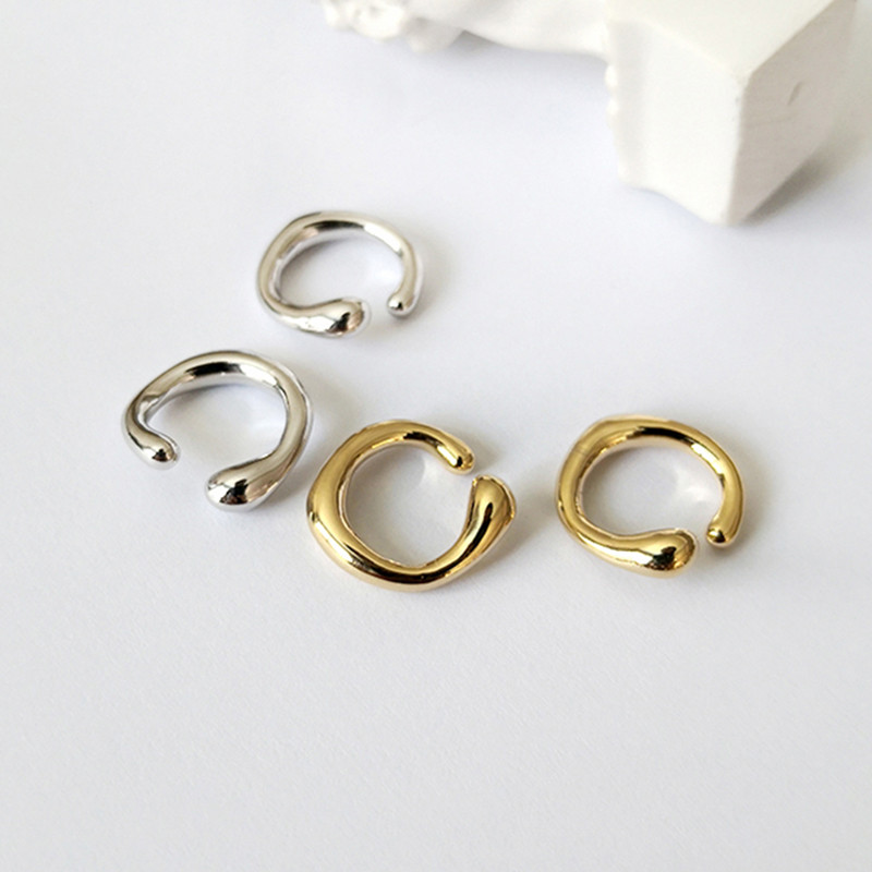 Peri'sBox Cercei dintr-o singură bucată de culoare aur solid, fără piercing, bile de metal, cercei cu cartilaj gros, manșetă minimalistă pentru femei
