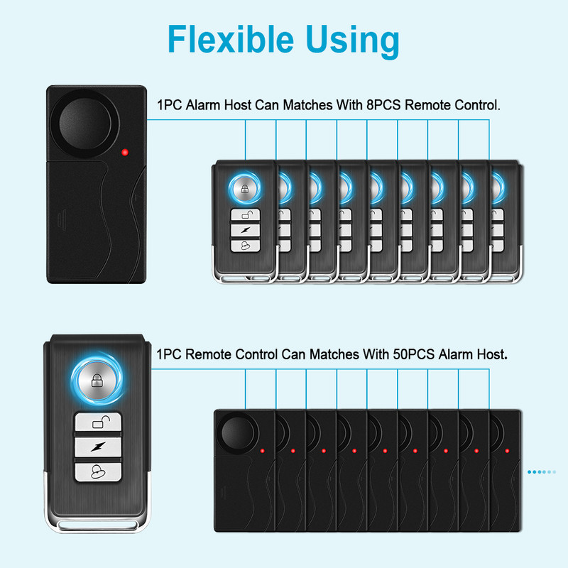 WSDCAM Alarm za bicikle Sigurnost vrata i prozora Bežični senzor vibracija vrata Alarm Domaćin Protuprovalni sigurnosni alarm Podsjetnik protiv gubitka