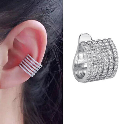 Aranyos punk CZ cirkon fülmandzsetta ezüst színű Egyszerű kerek golyós kristálykapcsok fülek kicsi, nem piercing fülbevaló fülbevaló