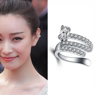 Aranyos punk CZ cirkon fülmandzsetta ezüst színű Egyszerű kerek golyós kristálykapcsok fülek kicsi, nem piercing fülbevaló fülbevaló