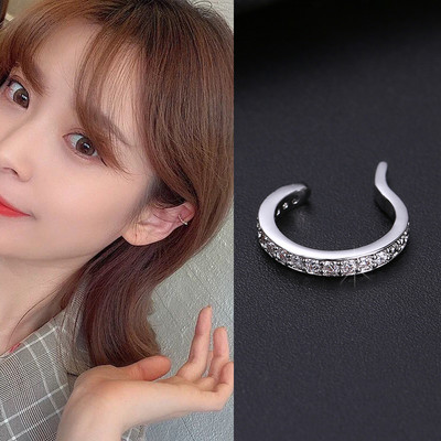 Aranyos punk CZ cirkon fülmandzsetta ezüst színű Egyszerű kerek golyós kristálykapcsok fülek kicsi, nem piercing fülbevaló fülbevaló