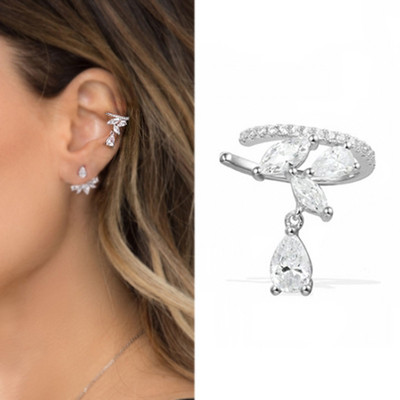 Aranyos punk CZ cirkon fülmandzsetta ezüst színű Egyszerű kerek golyós kristálykapcsok fülek kicsi, nem piercing fülbevaló fülbevaló