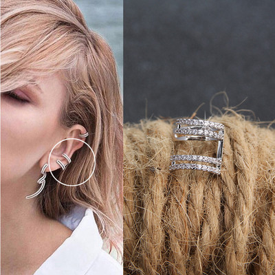 Aranyos punk CZ cirkon fülmandzsetta ezüst színű Egyszerű kerek golyós kristálykapcsok fülek kicsi, nem piercing fülbevaló fülbevaló