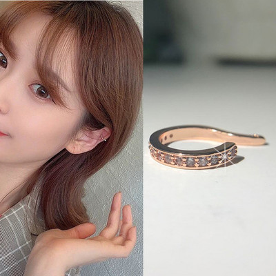 Aranyos punk CZ cirkon fülmandzsetta ezüst színű Egyszerű kerek golyós kristálykapcsok fülek kicsi, nem piercing fülbevaló fülbevaló