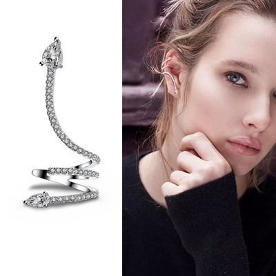 Aranyos punk CZ cirkon fülmandzsetta ezüst színű Egyszerű kerek golyós kristálykapcsok fülek kicsi, nem piercing fülbevaló fülbevaló