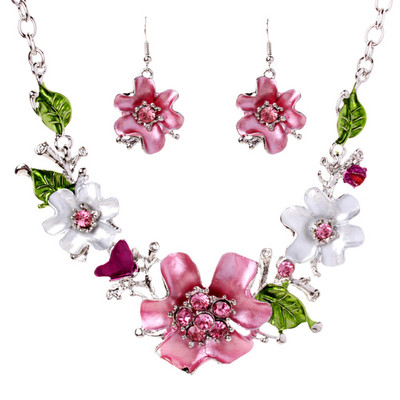 Set de bijuterii pentru femei, cu incrustație de strasuri cu frunze goale, cu pandantiv, cercei, set de cercei pentru femei