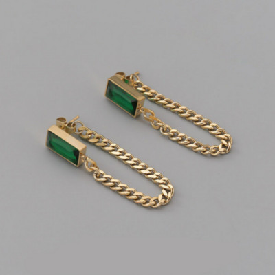 316L rozsdamentes acél Ins Personality Time Vintage zöld cirkon nyaklánc Shang női készlet N-634